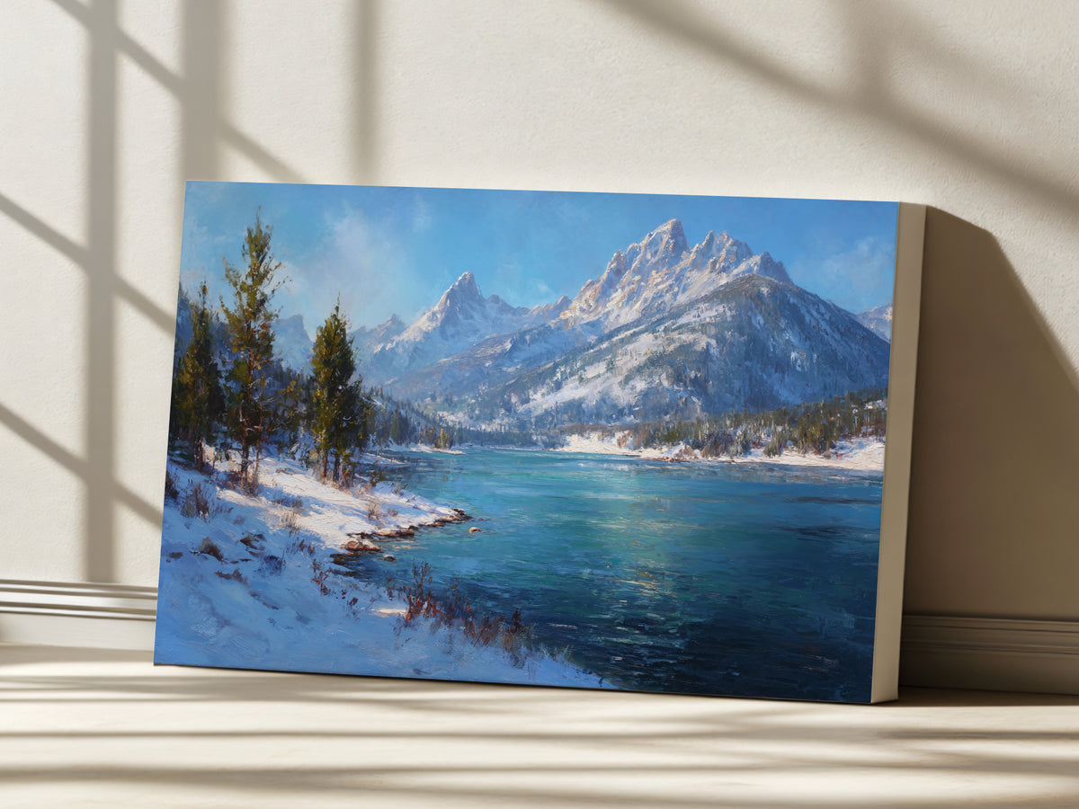 Stanley Lake Winter Wall Art | Idaho Sawtooth Mountain Landscape Painting