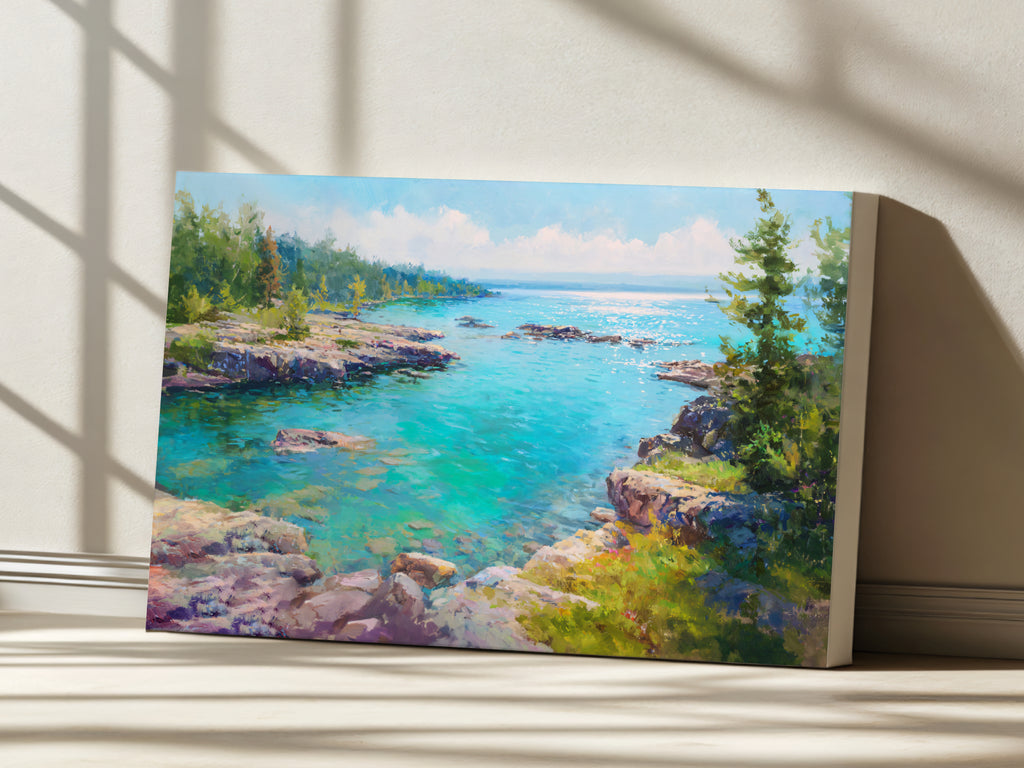 Lake Superior Summer Wall Art | Minnesota Shoreline Landscape Painting