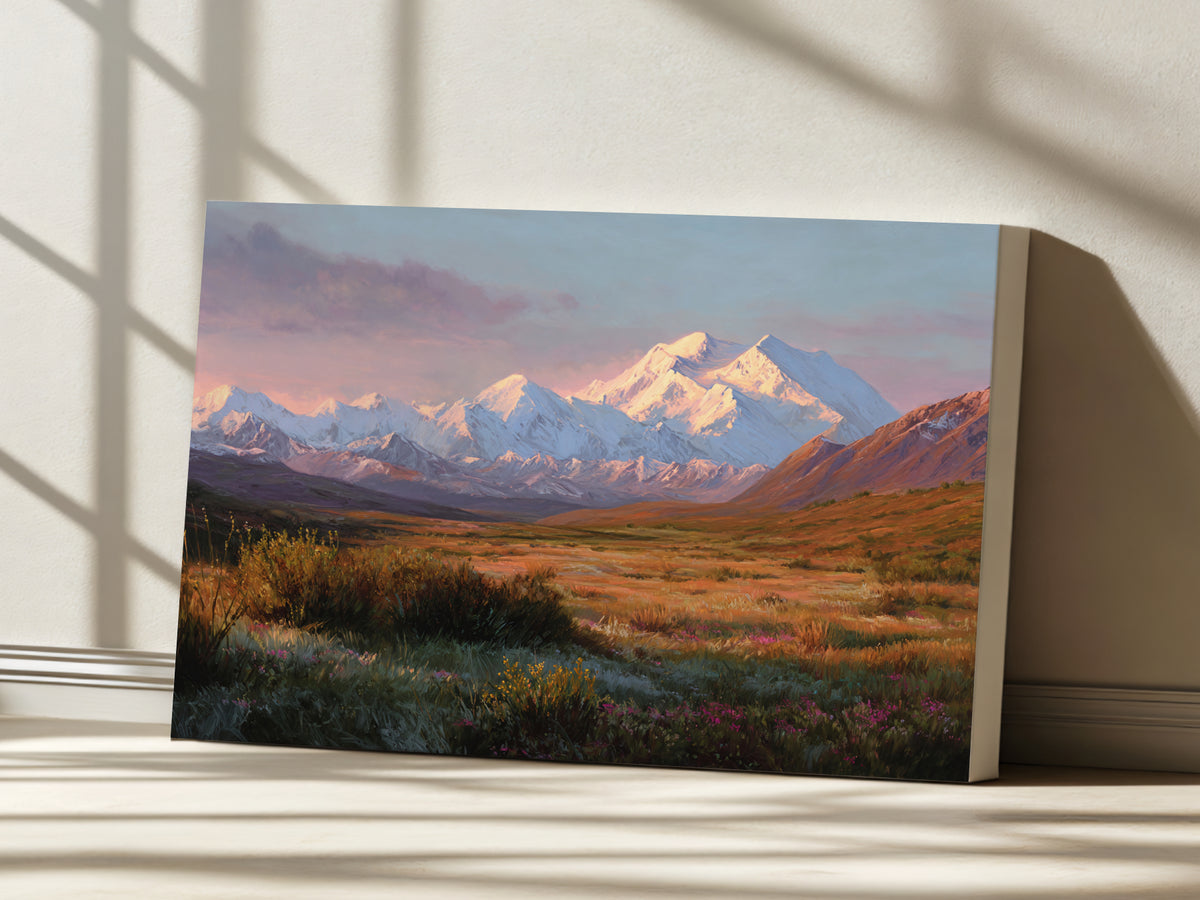 Denali National Park Spring Sunset Wall Art | Alaska Mountain Landscape Painting