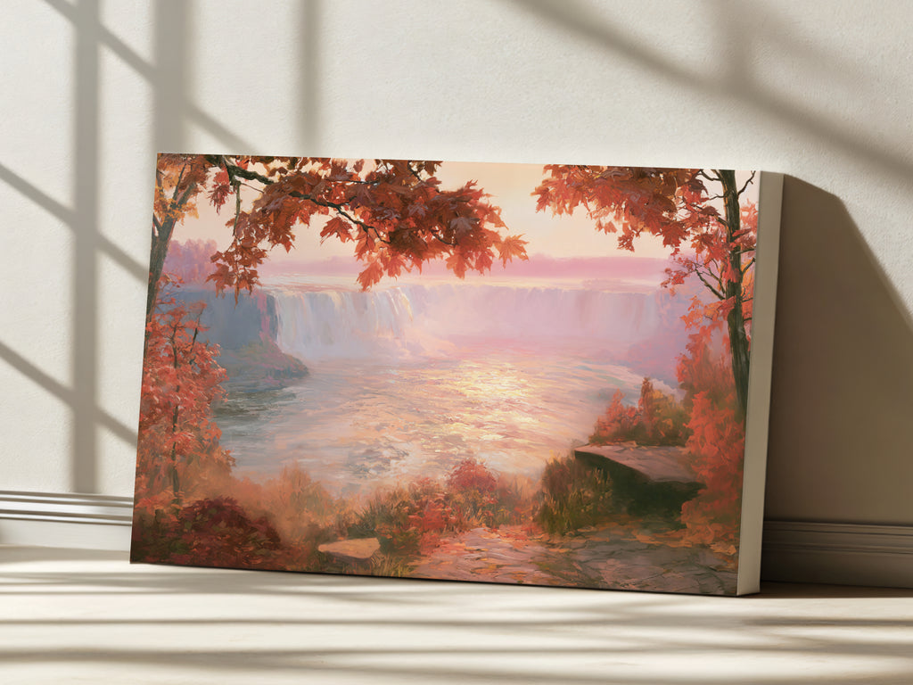 Niagara Falls Fall Sunrise Wall Art | Canada New York Landscape Painting