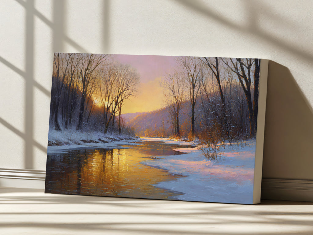 Cuyahoga Valley National Park Winter Sunset Wall Art | Ohio River Landscape Painting