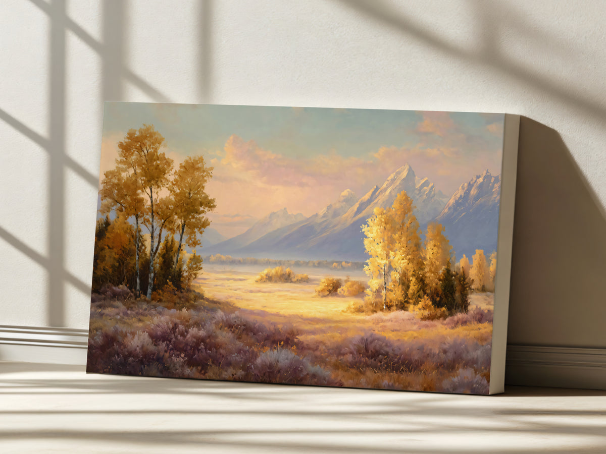 Grand Teton National Park Fall Sunrise Wall Art | Wyoming Mountain Landscape Painting