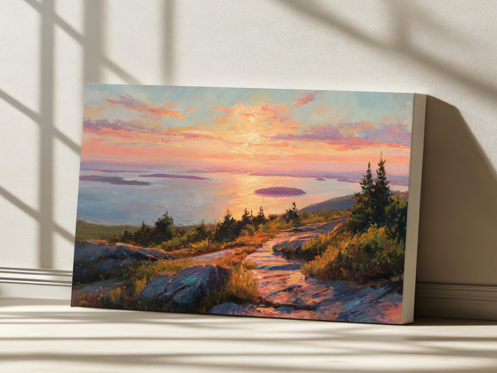 Mount Cadillac Summer Sunrise Wall Art | Acadia National Park Maine Landscape Painting