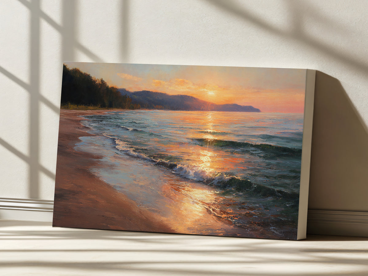 Lake Superior Summer Sunset Wall Art | Minnesota Coastal Landscape Painting