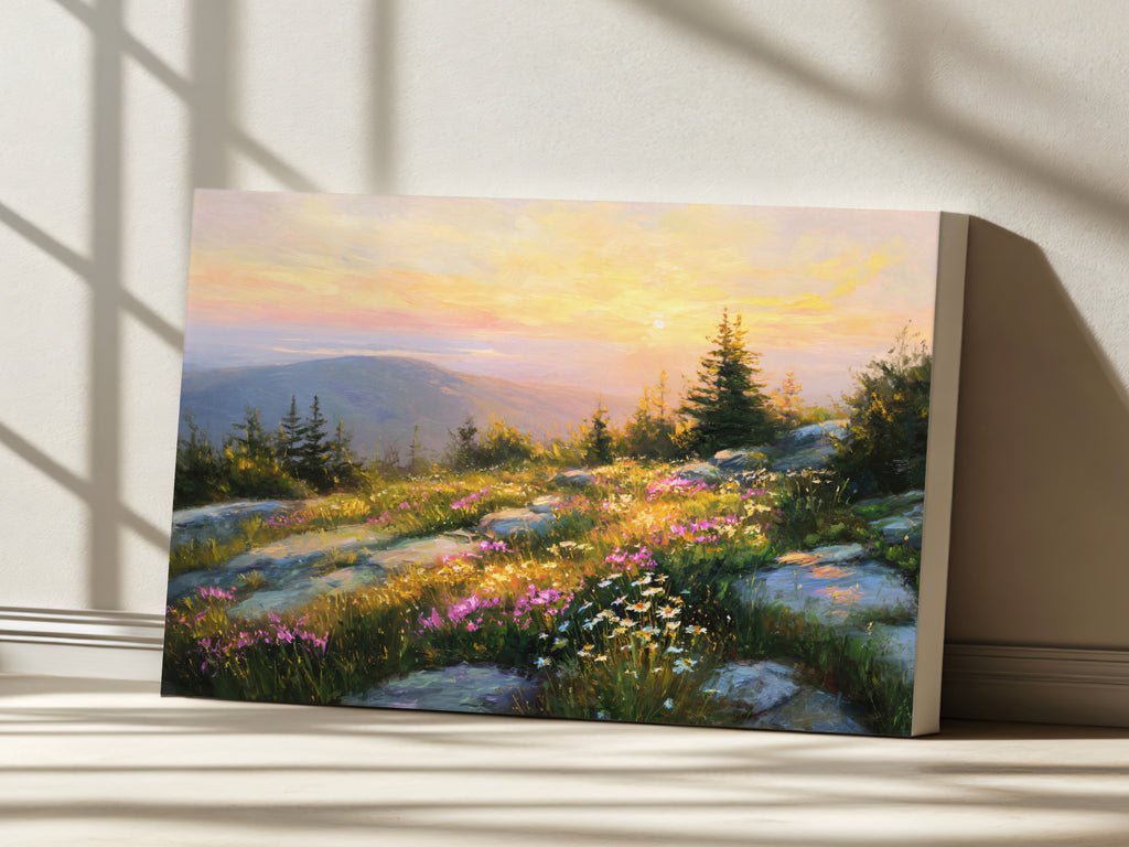 Mount Cadillac Spring Sunset Wall Art | Acadia National Park Maine Landscape Painting