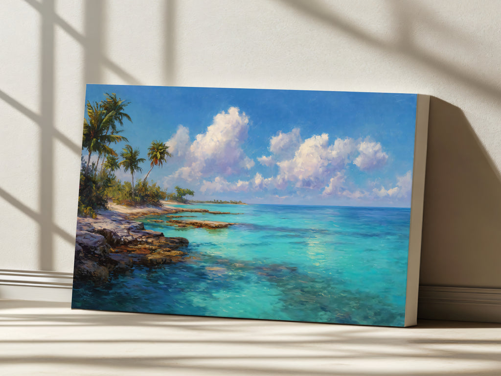 Florida Keys Summer Wall Art | Tropical Ocean Beach Landscape Painting