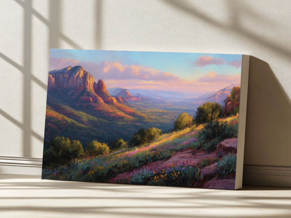 Sedona Spring Sunset Wall Art | Arizona Red Rock Landscape Painting