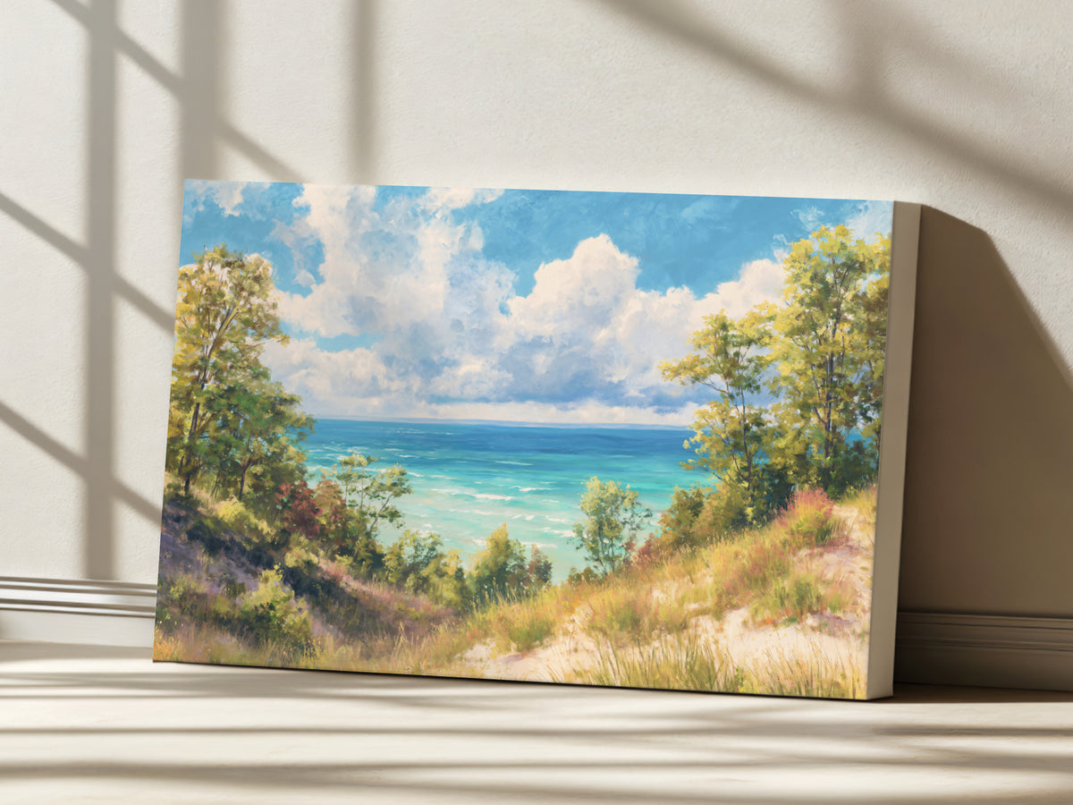 Lake Michigan Summer Wall Art | Midwest Sand Dune Landscape Painting