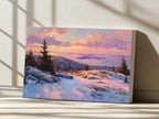 Mount Cadillac Winter Sunset Wall Art | Acadia National Park Maine Landscape Painting