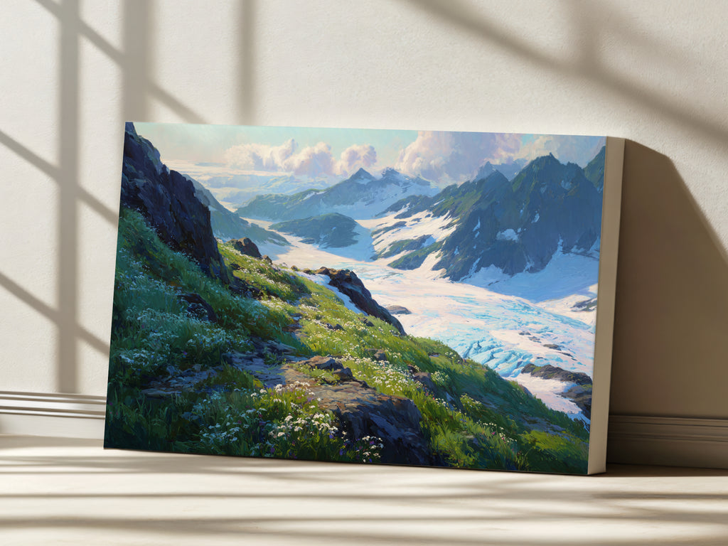 Harding Icefield Summer Wall Art | Kenai Fjords National Park Alaska Landscape Painting