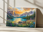 Moraine Lake Spring Sunset Wall Art | Banff National Park Canada Lakeside Painting