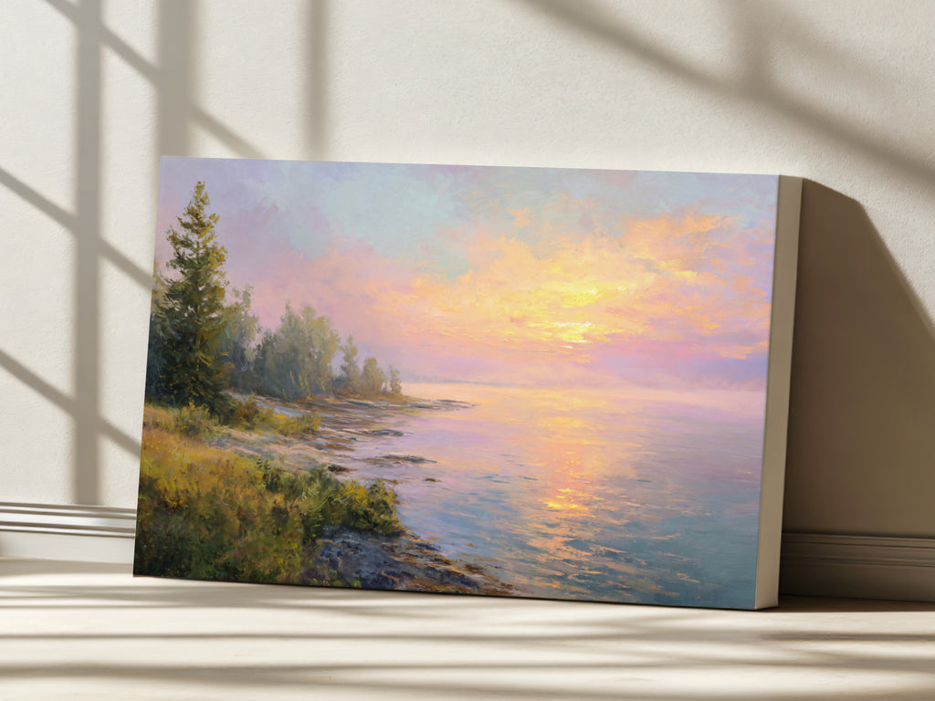 Lake Superior Summer Sunrise Wall Art | Minnesota Lakeside Landscape Painting