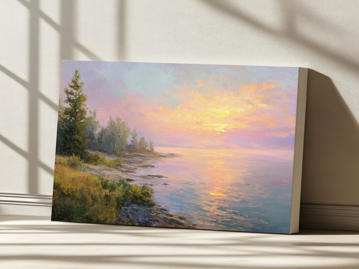 Lake Superior Summer Sunrise Wall Art | Minnesota Lakeside Landscape Painting
