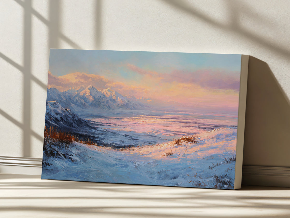 Denali National Park Winter Sunset Wall Art | Alaska Mountain Landscape Painting