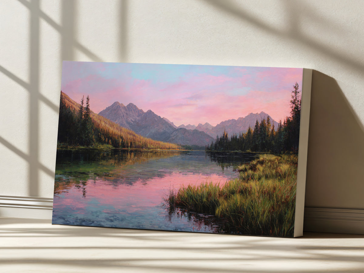 Stanley Lake Summer Sunrise Wall Art | Idaho Sawtooth Mountain Landscape Painting