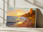 Lake Superior Fall Sunset Wall Art | Minnesota Shoreline Fall Foliage Painting