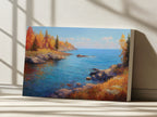 Lake Superior Fall Wall Art | Minnesota Rocky Fall Foliage Painting