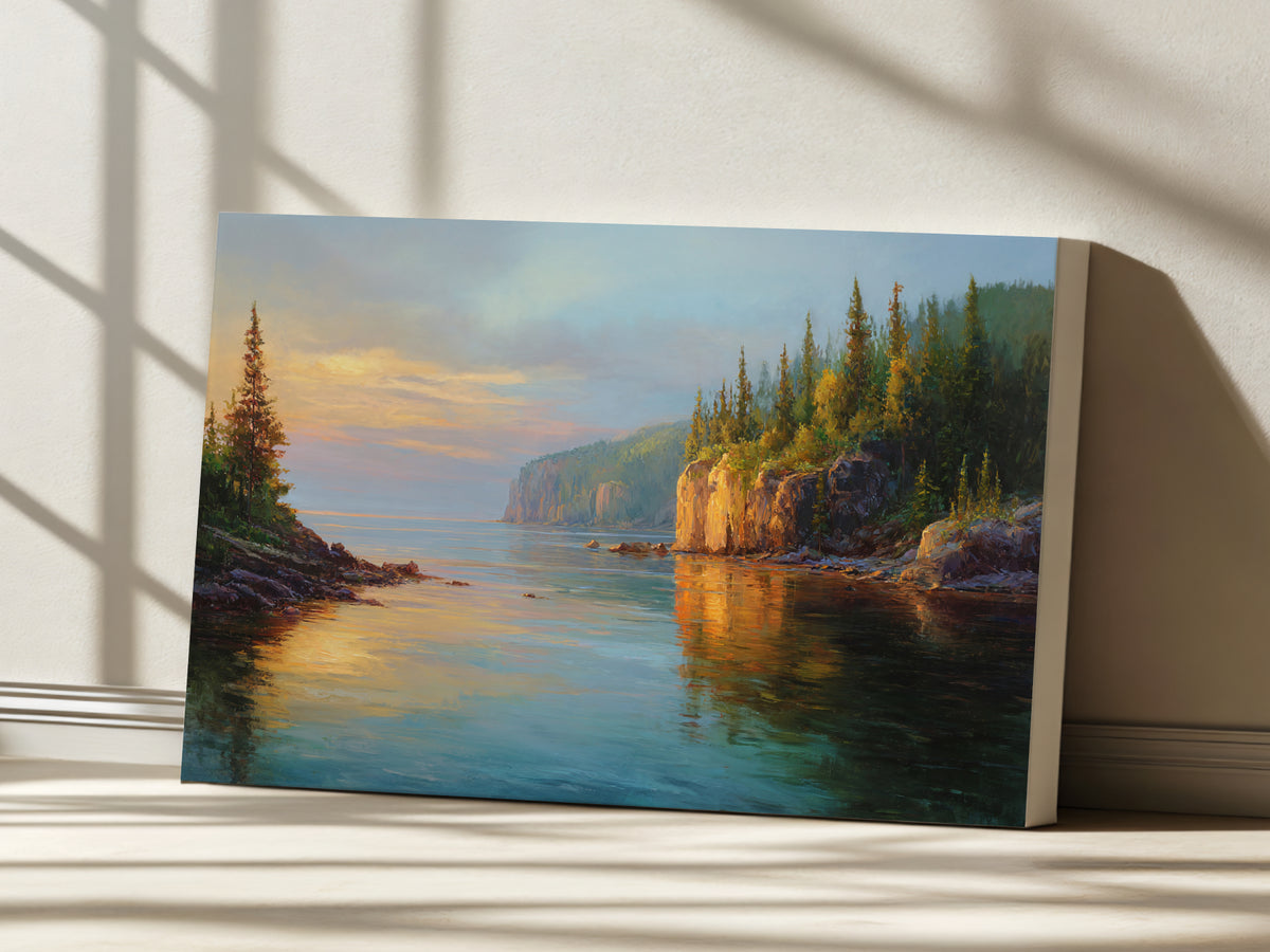 Lake Superior Summer Sunrise Wall Art | Minnesota Coastal Landscape Painting
