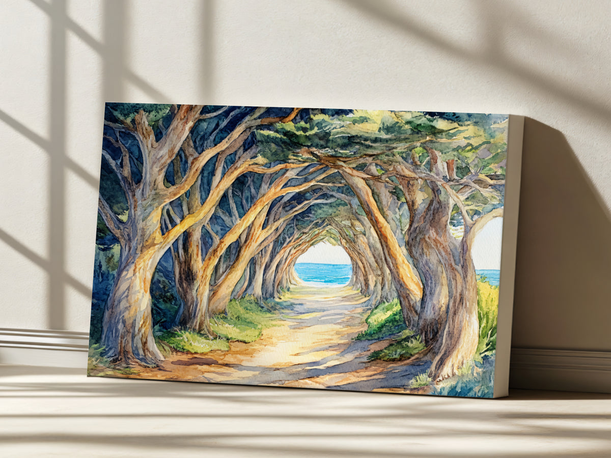 Half Moon Bay Summer Wall Art | California Cypress Tree Tunnel Painting