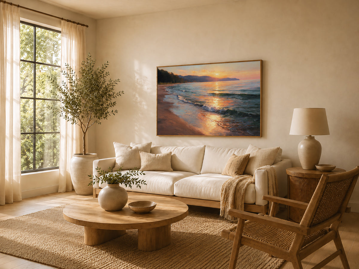 Lake Superior Summer Sunset Wall Art | Minnesota Coastal Landscape Painting