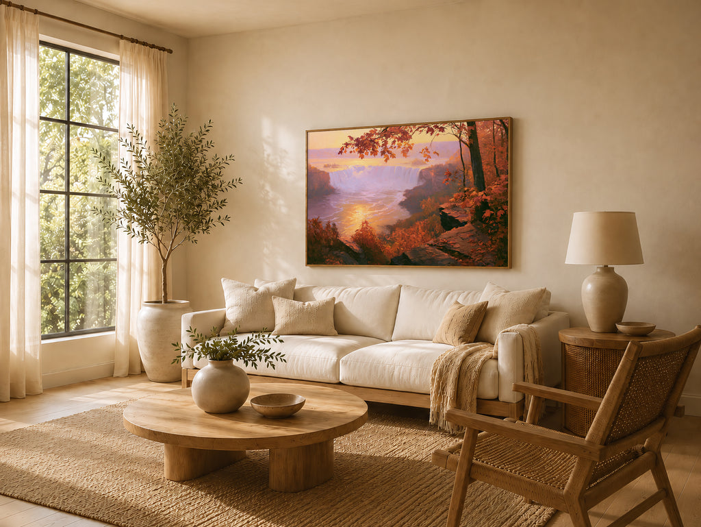 Niagara Falls Fall Sunset Wall Art | Canada New York Landscape Painting