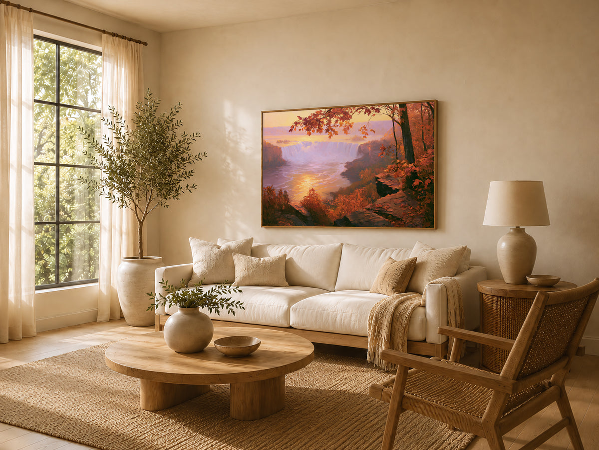 Niagara Falls Fall Sunset Wall Art | Canada New York Landscape Painting