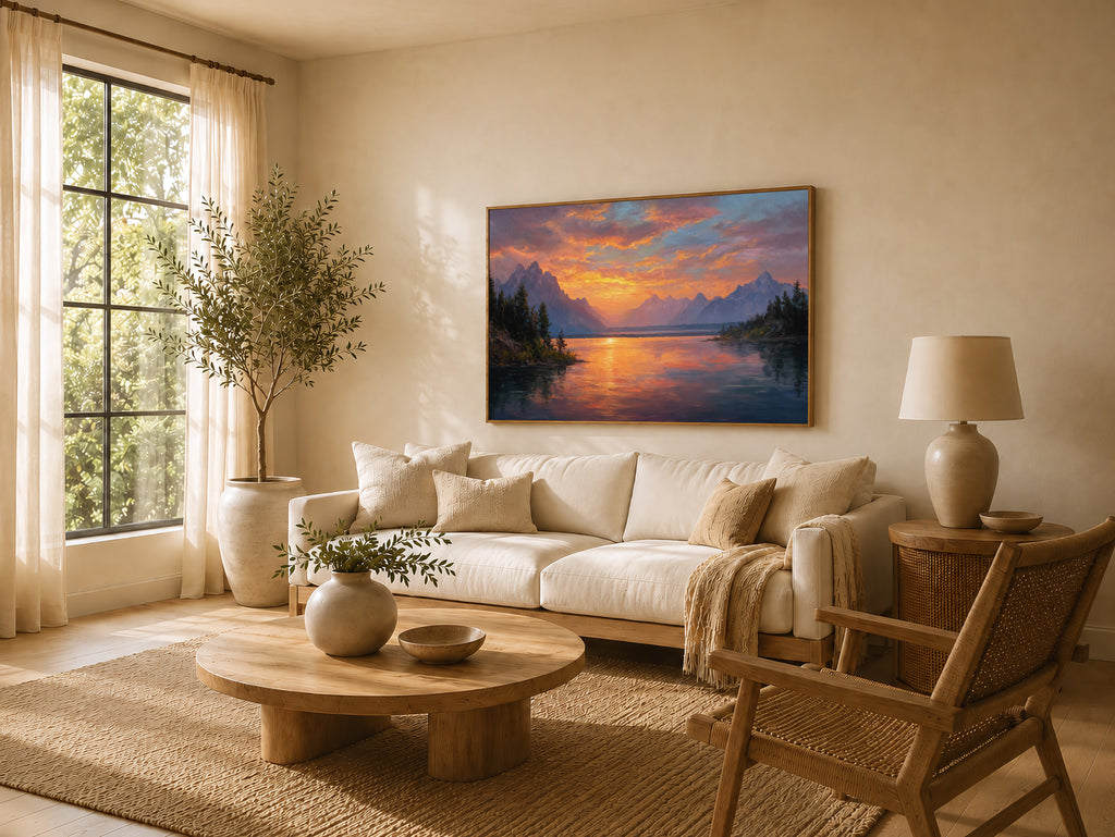 Grand Teton National Park Summer Sunset Wall Art | Wyoming Mountain Landscape Painting