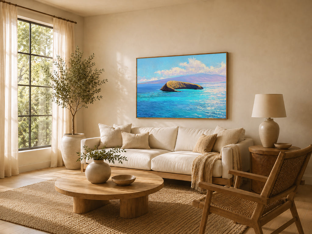 Molokini Crater Spring Wall Art | Hawaii Maui Tropical Ocean Landscape Painting