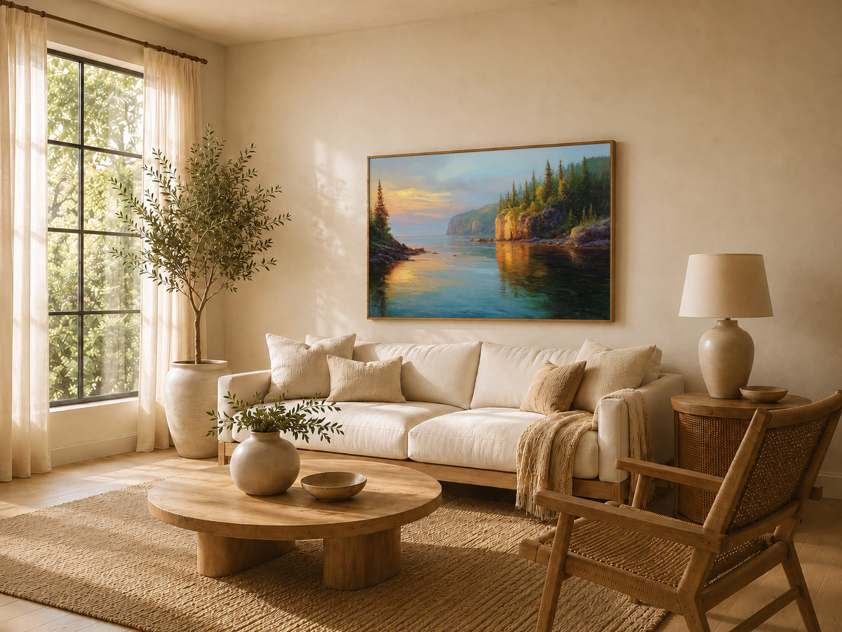 Lake Superior Summer Sunrise Wall Art | Minnesota Coastal Landscape Painting