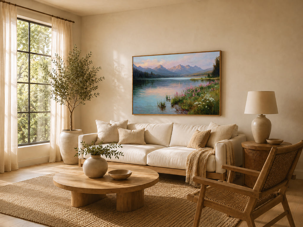 Stanley Lake Spring Sunrise Wall Art | Idaho Sawtooth Mountain Landscape Painting