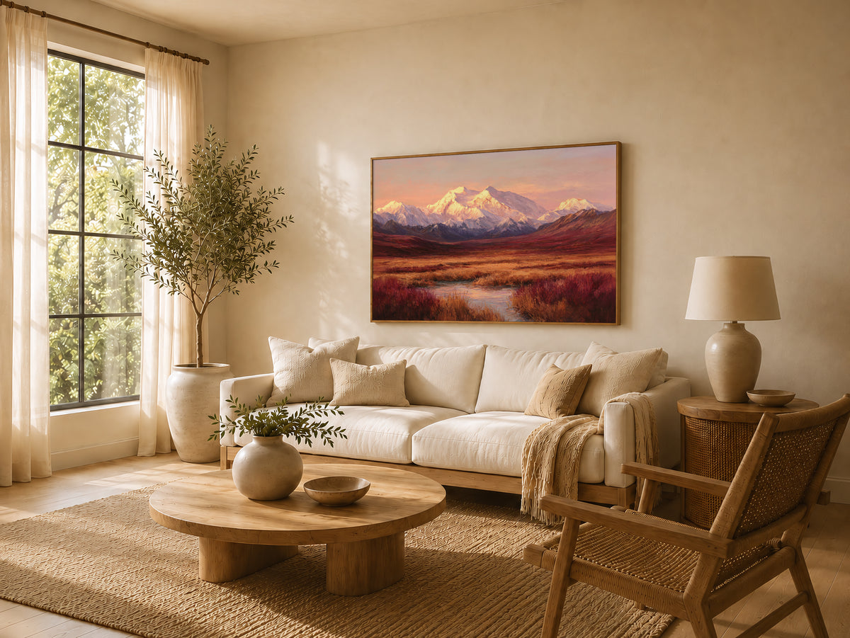 Denali National Park Fall Sunset Wall Art | Alaska Mountain Landscape Painting