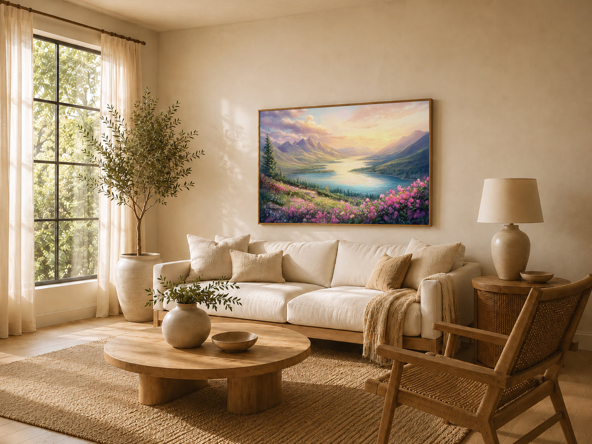 Waterton Lakes National Park Spring Sunset Wall Art | Canada Lakeside Painting