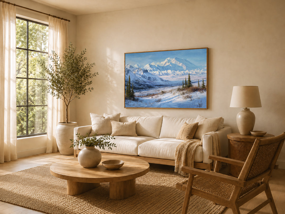 Denali National Park Winter Wall Art | Alaska Mountain Landscape Painting