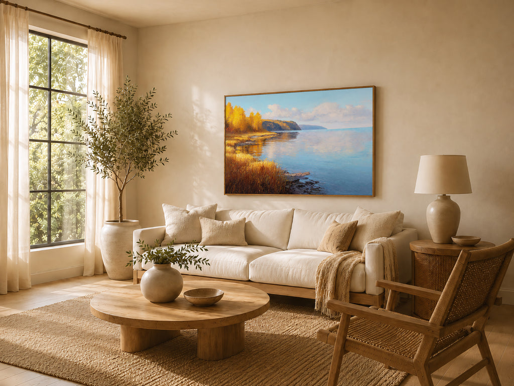 Lake Superior Fall Wall Art | Minnesota Fall Foliage Shoreline Painting