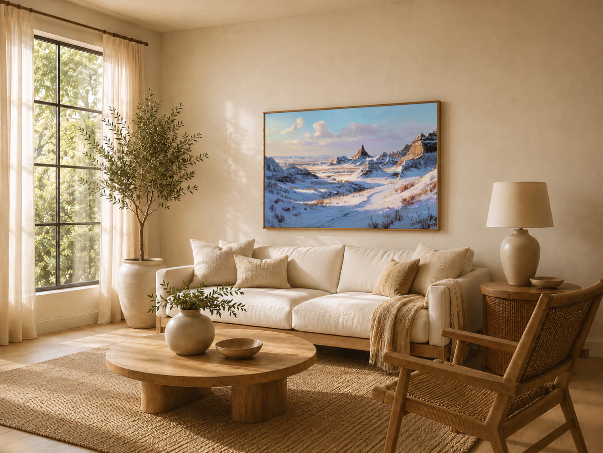 Badlands National Park Winter Wall Art | South Dakota Landscape Painting