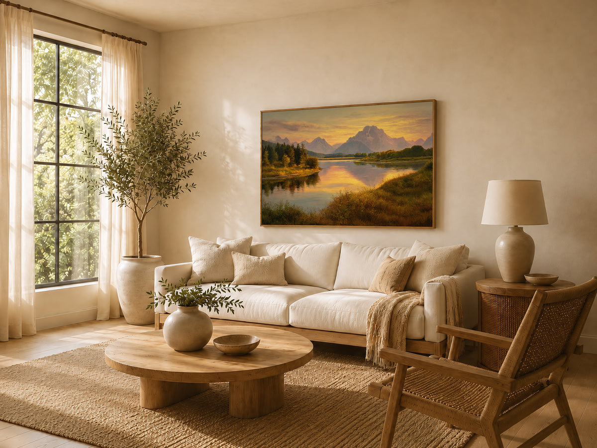 Oxbow Bend Summer Sunset Wall Art | Grand Teton National Park Wyoming Landscape Painting