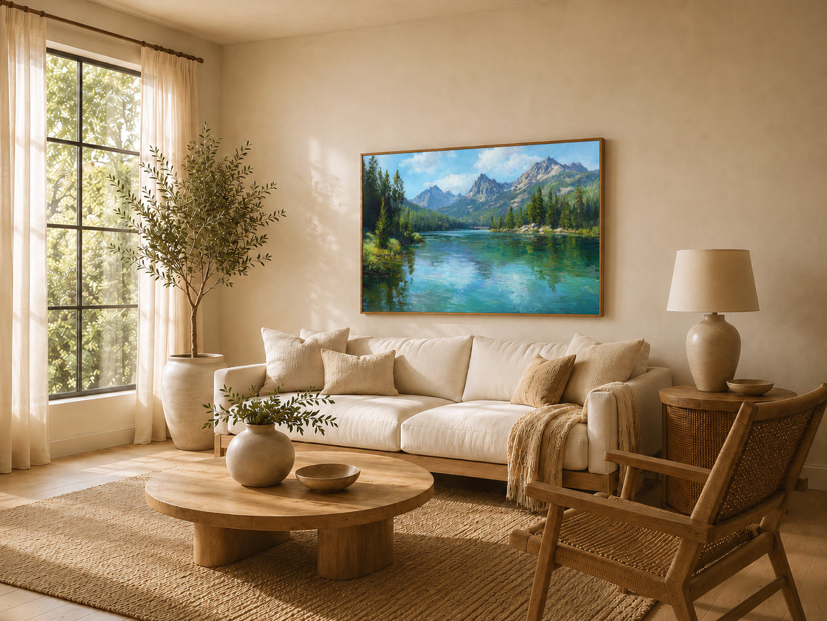 Stanley Lake Summer Wall Art | Idaho Sawtooth Mountain Landscape Painting