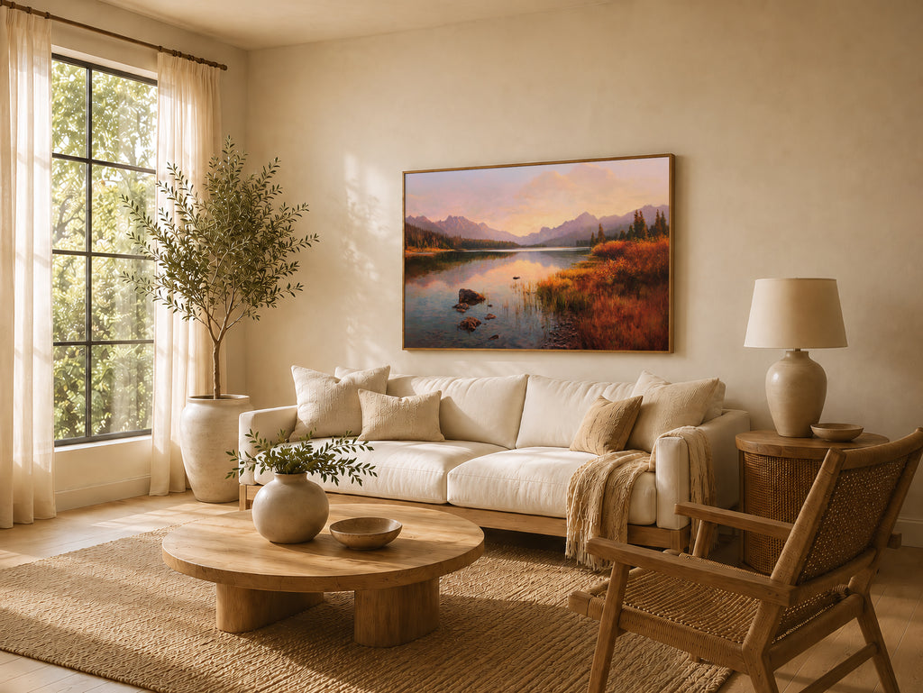 Stanley Lake Fall Sunrise Wall Art | Idaho Sawtooth Mountain Landscape Painting
