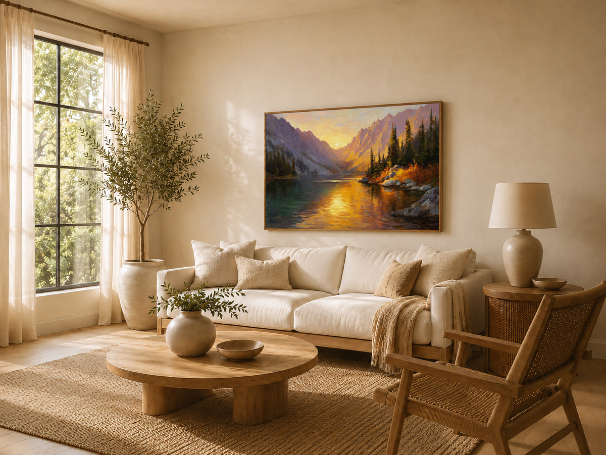 Colchuck Lake Fall Sunset Wall Art | Washington Landscape Painting