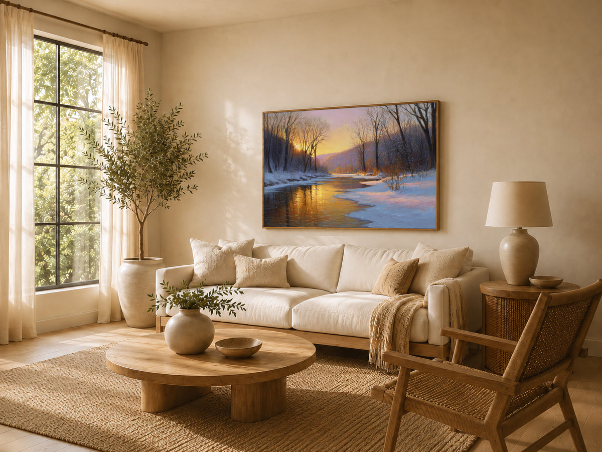 Cuyahoga Valley National Park Winter Sunset Wall Art | Ohio River Landscape Painting