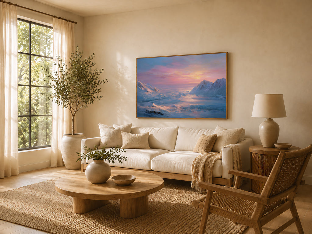 Harding Icefield Winter Sunset Wall Art | Kenai Fjords National Park Alaska Landscape Painting