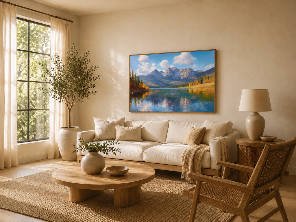Stanley Lake Fall Wall Art | Idaho Sawtooth Mountain Landscape Painting