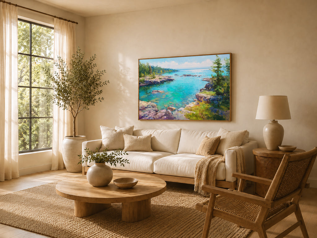 Lake Superior Summer Wall Art | Minnesota Shoreline Landscape Painting