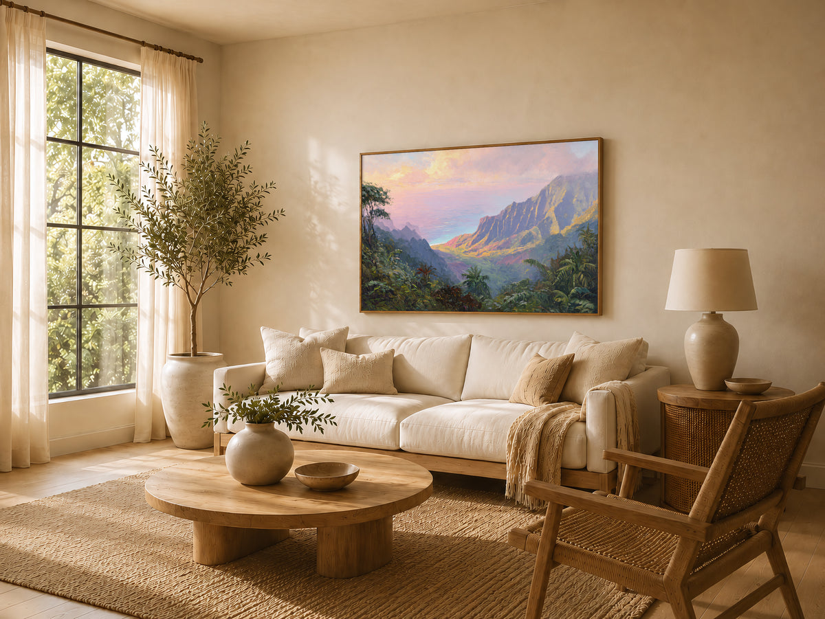 Na Pali Coast Summer Sunrise Wall Art | Hawaii Kauai Valley Landscape Painting