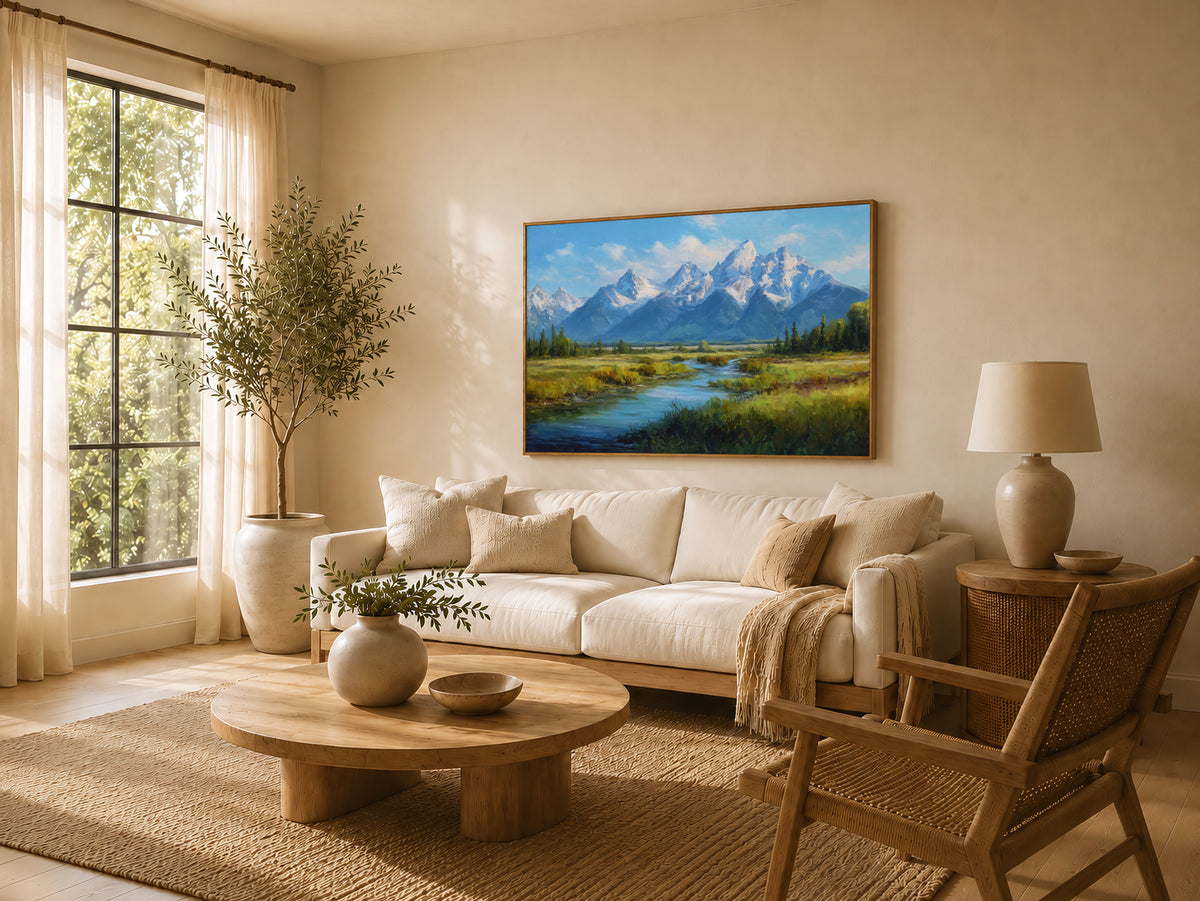 Grand Teton National Park Summer Wall Art | Wyoming Mountain Landscape Painting