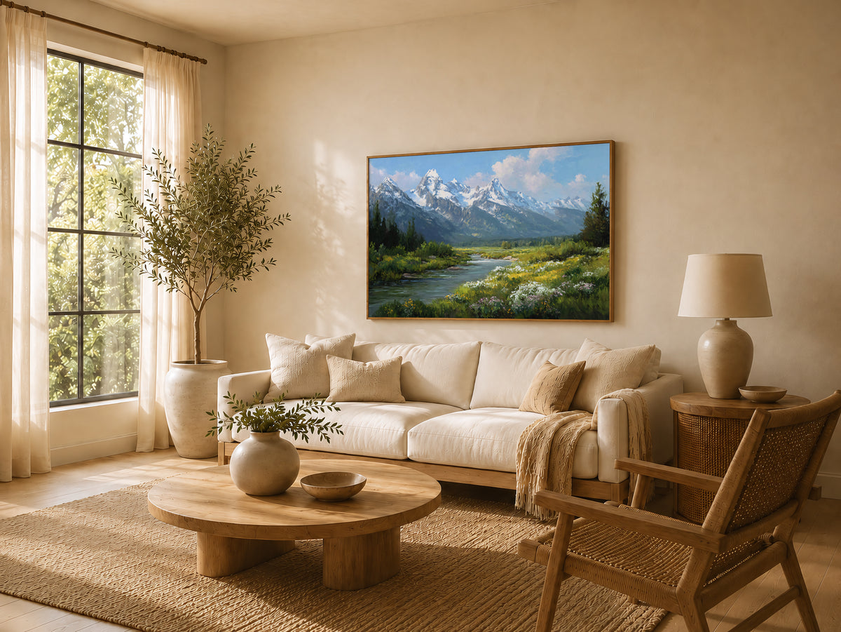 Grand Teton National Park Spring Wall Art | Wyoming Mountain Landscape Painting