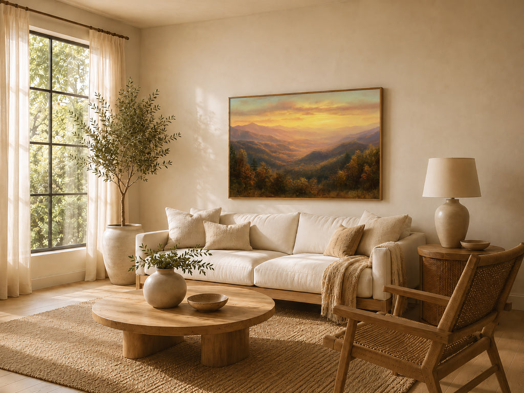 Great Smoky Mountains National Park Fall Sunset Wall Art | North Carolina Tennessee Landscape Painting