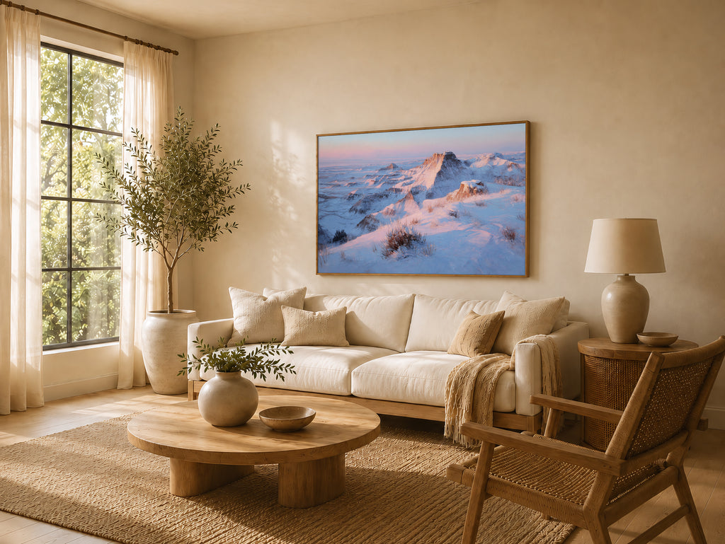 Badlands National Park Winter Sunrise Wall Art | South Dakota Landscape Painting
