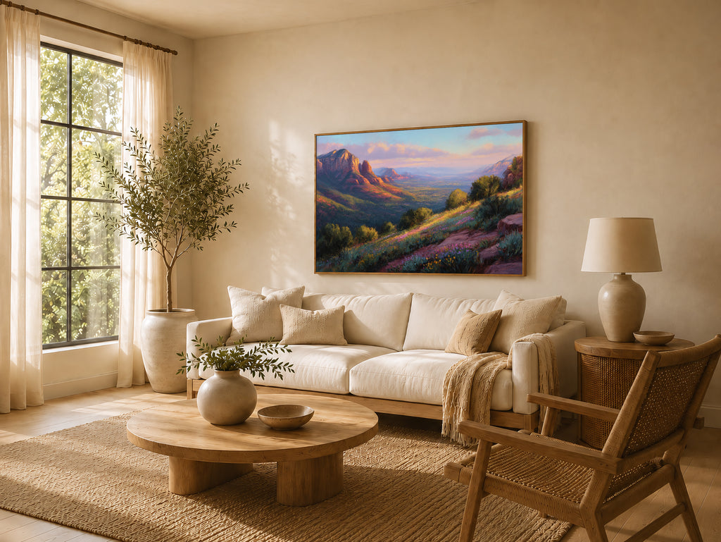 Sedona Spring Sunset Wall Art | Arizona Red Rock Landscape Painting