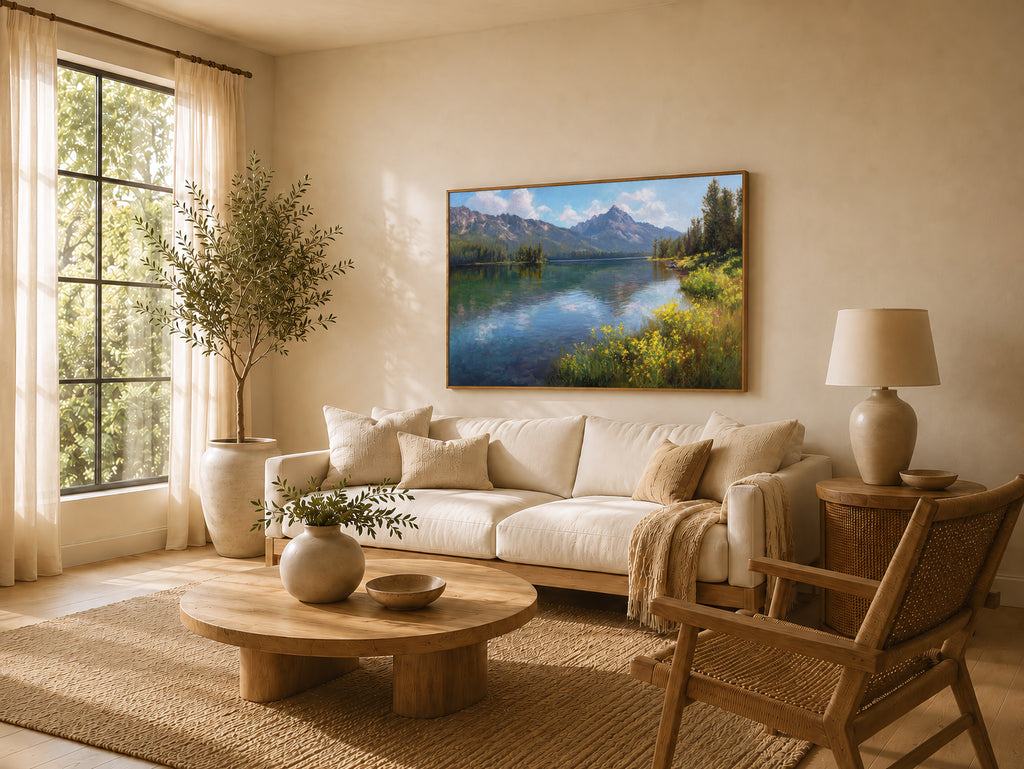 Stanley Lake Spring Wall Art | Idaho Sawtooth Mountain Landscape Painting